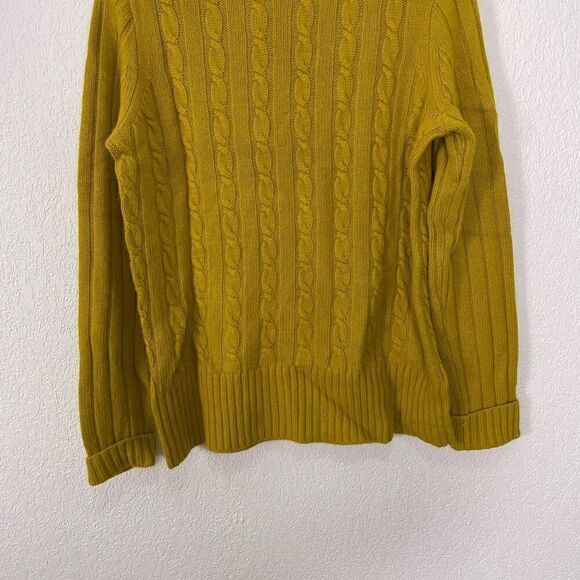 J. Crew Yellow Cable Knit Turtleneck Wool & Rabbit Hair Pullover Sweater - Picture 4 of 5